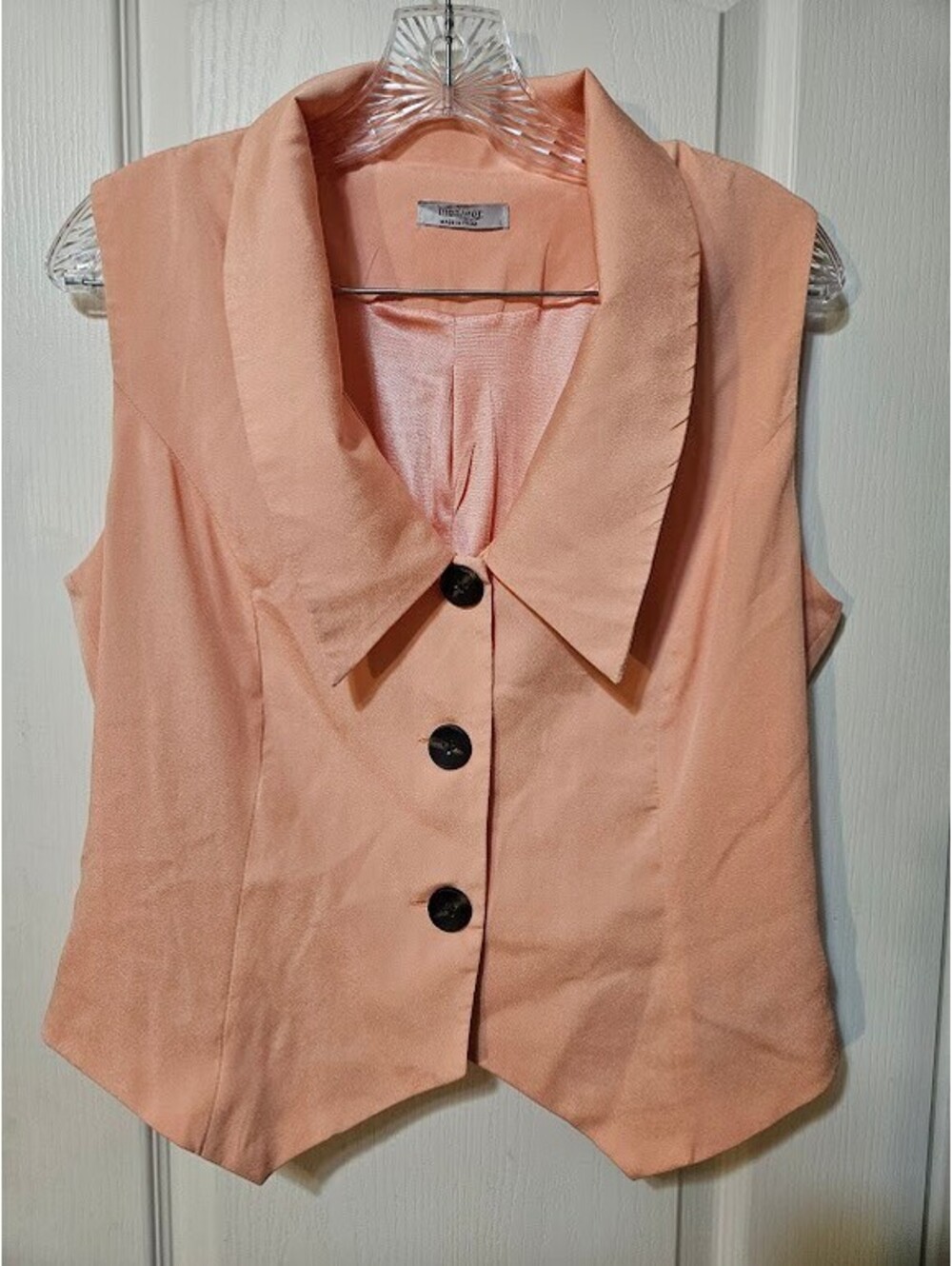 Meaveur Peach Collared Vest Large Soft Tailored Career Chic
